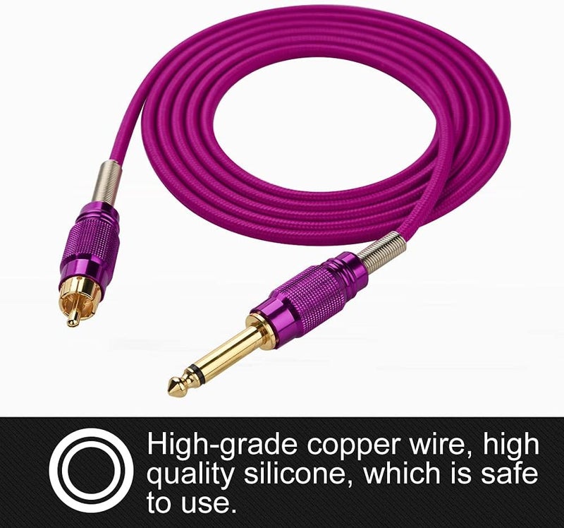 woobles 7 Colors Silicone Tattoo Cord, 1.8m Pure Copper Wire RCA Interface Conversion Wire, Silicone Tattoo Clip Cable Cord Suitable for Tattoo Pen, Rotary Tattoo Machine(purple) - Image 3